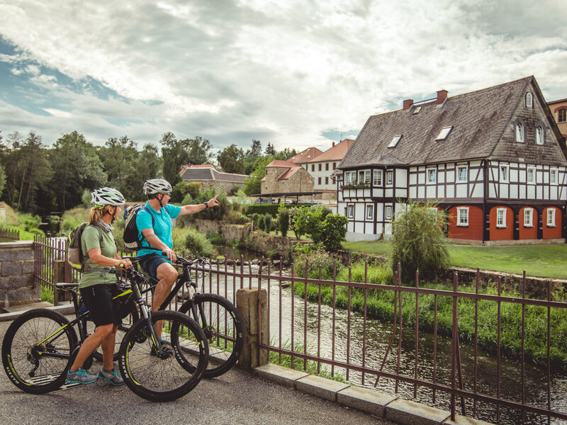 Umgebindehaus am Spreeradweg in Schirgiswalde Abbildung Umgebindehaus am Spreeradweg in Schirgiswalde