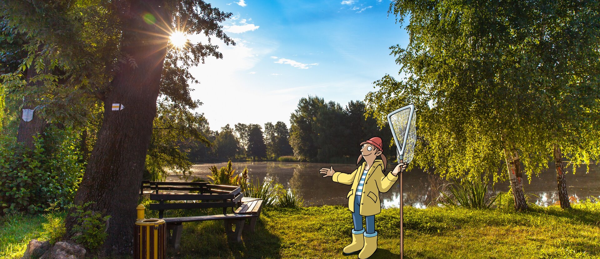 Rybak Franzi nad stawem